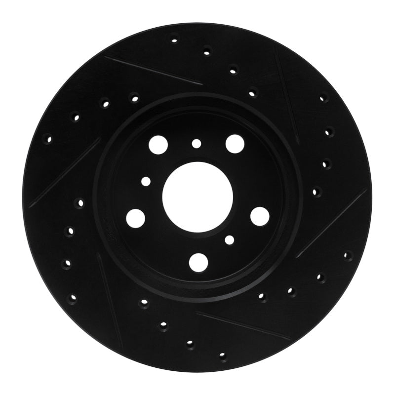 R1 88-93 Toyota Celica Front Left Drilled & Slotted Black Brake Rotor-Brake Rotors - Slot & Drilled-Grocery Getter Performance