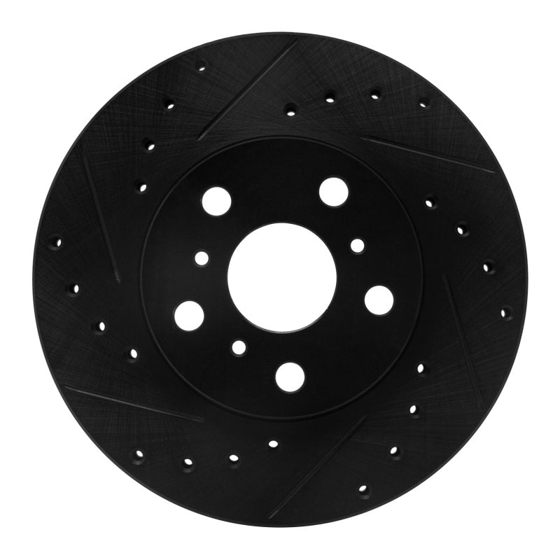 R1 88-93 Toyota Celica Front Left Drilled & Slotted Black Brake Rotor-Brake Rotors - Slot & Drilled-Grocery Getter Performance