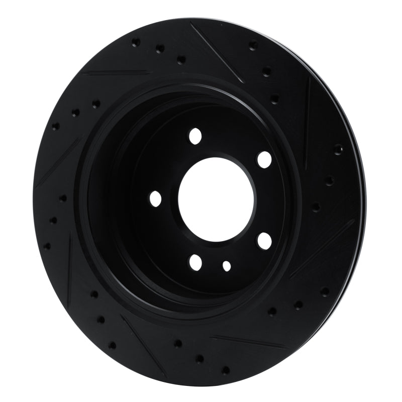 R1 88-94 BMW 750IL Rear Left Drilled & Slotted Black Brake Rotor-Brake Rotors - Slot & Drilled-Grocery Getter Performance