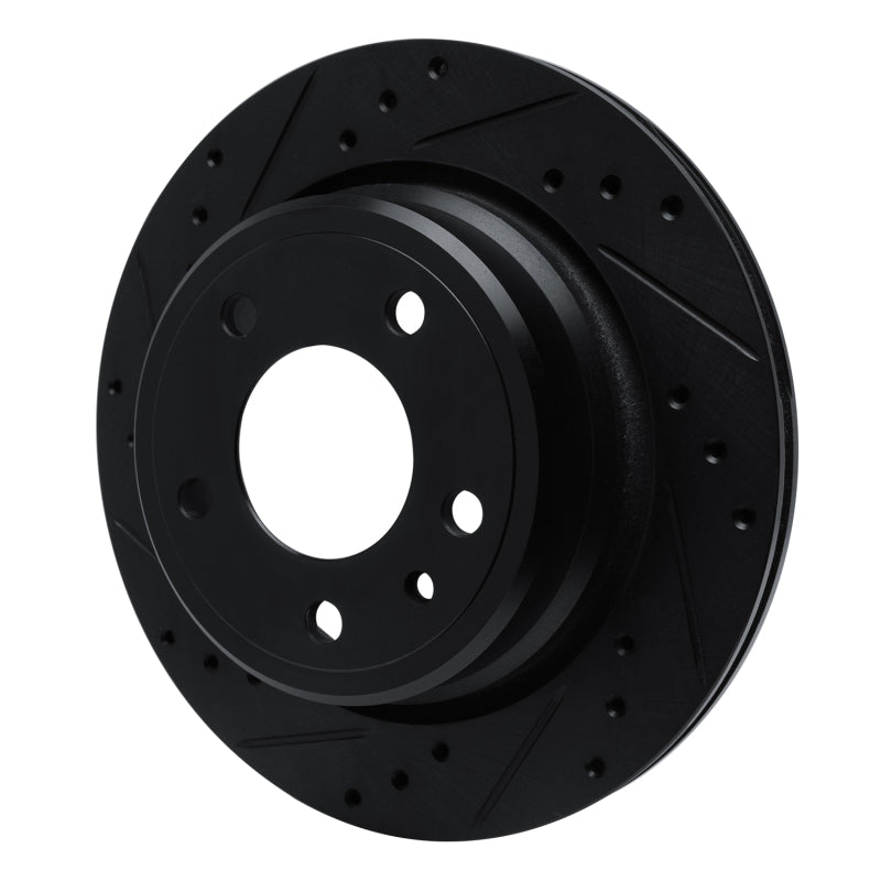 R1 88-94 BMW 750IL Rear Left Drilled & Slotted Black Brake Rotor-Brake Rotors - Slot & Drilled-Grocery Getter Performance