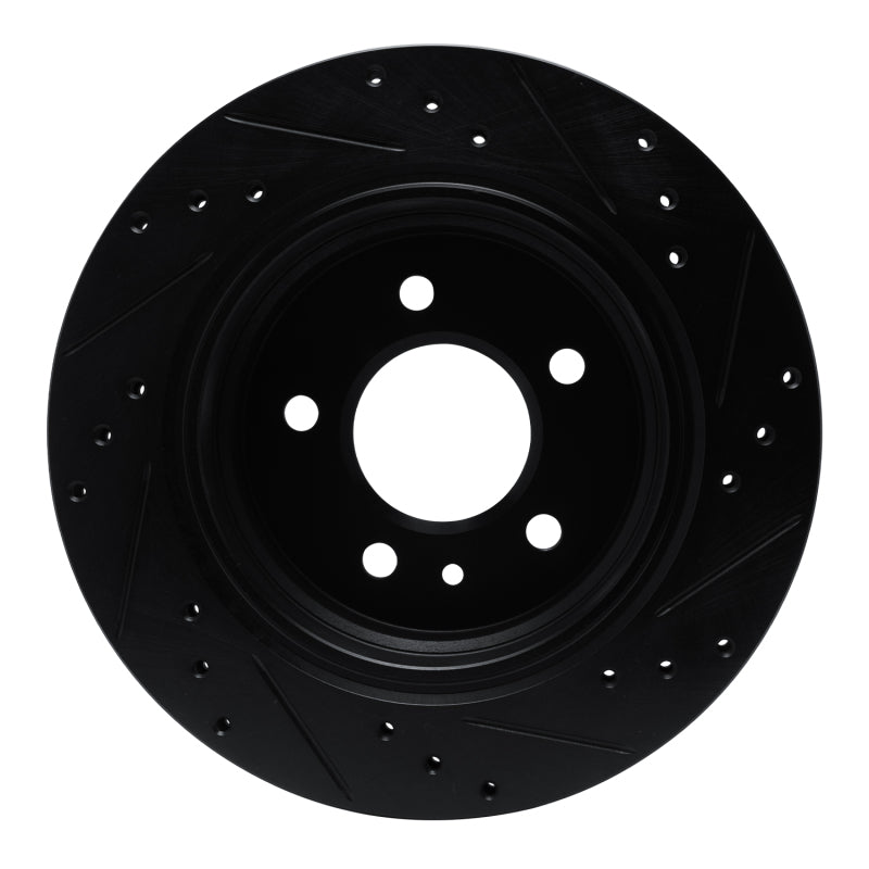 R1 88-94 BMW 750IL Rear Left Drilled & Slotted Black Brake Rotor-Brake Rotors - Slot & Drilled-Grocery Getter Performance
