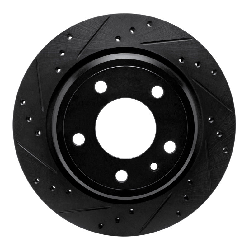 R1 88-94 BMW 750IL Rear Left Drilled & Slotted Black Brake Rotor-Brake Rotors - Slot & Drilled-Grocery Getter Performance