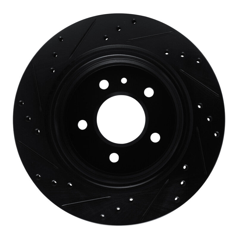 R1 88-94 BMW 750IL Rear Right Drilled & Slotted Black Brake Rotor-Brake Rotors - Slot & Drilled-Grocery Getter Performance