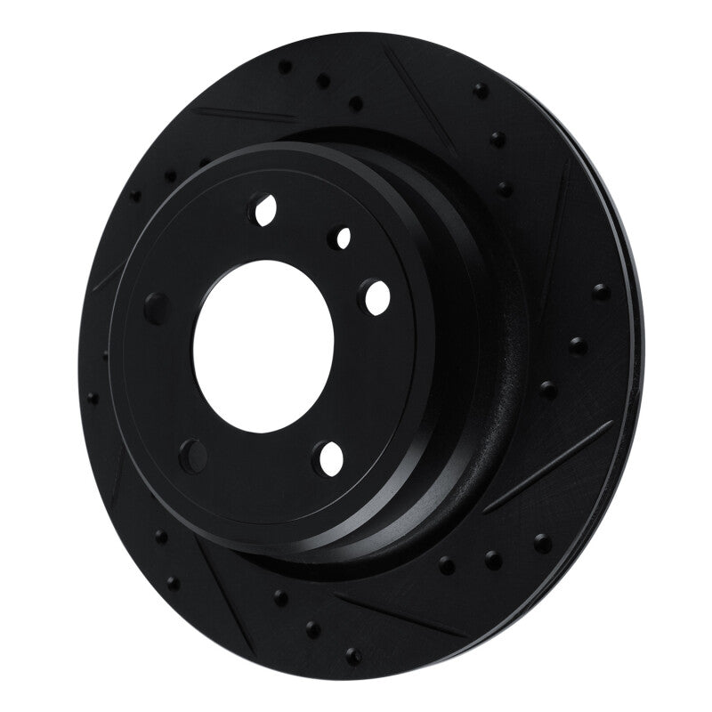 R1 88-94 BMW 750IL Rear Right Drilled & Slotted Black Brake Rotor-Brake Rotors - Slot & Drilled-Grocery Getter Performance
