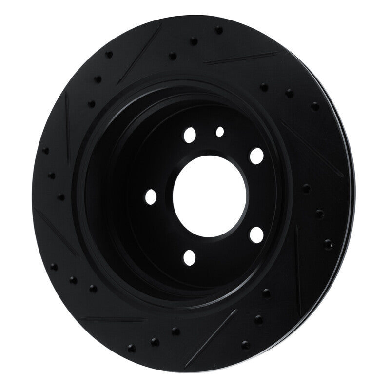 R1 88-94 BMW 750IL Rear Right Drilled & Slotted Black Brake Rotor-Brake Rotors - Slot & Drilled-Grocery Getter Performance