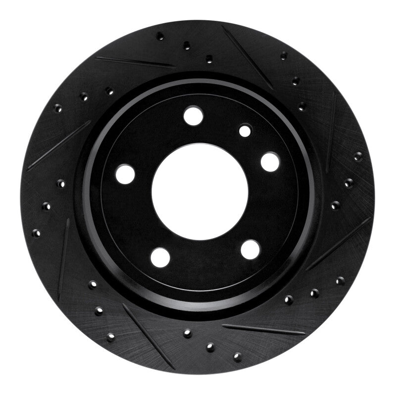 R1 88-94 BMW 750IL Rear Right Drilled & Slotted Black Brake Rotor-Brake Rotors - Slot & Drilled-Grocery Getter Performance