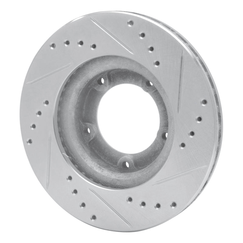 R1 89-08 Toyota Hilux (Mexico) Front Left Drilled & Slotted Silver Brake Rotor-Brake Rotors - Slot & Drilled-Grocery Getter Performance