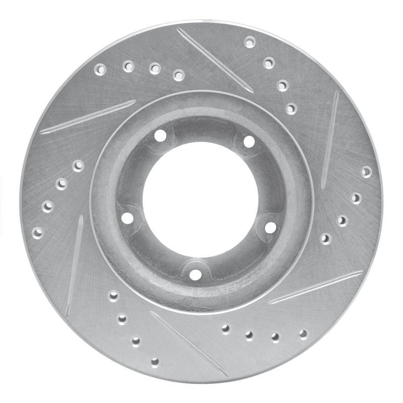 R1 89-08 Toyota Hilux (Mexico) Front Left Drilled & Slotted Silver Brake Rotor-Brake Rotors - Slot & Drilled-Grocery Getter Performance