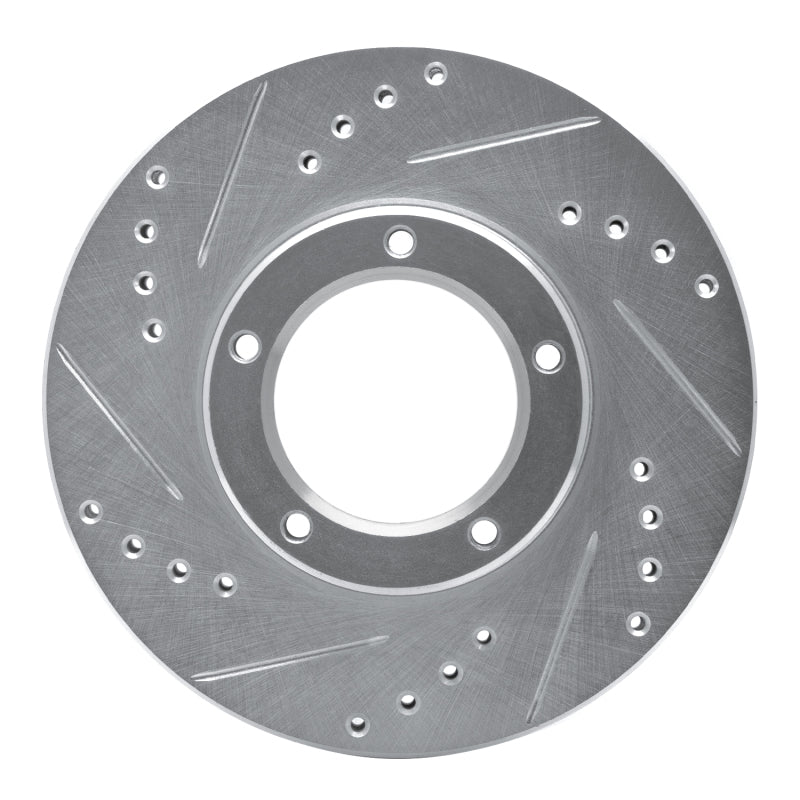 R1 89-08 Toyota Hilux (Mexico) Front Left Drilled & Slotted Silver Brake Rotor-Brake Rotors - Slot & Drilled-Grocery Getter Performance
