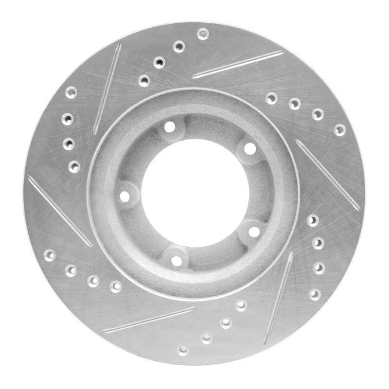 R1 89-08 Toyota Hilux (Mexico) Front Right Drilled & Slotted Silver Brake Rotor-Brake Rotors - Slot & Drilled-Grocery Getter Performance