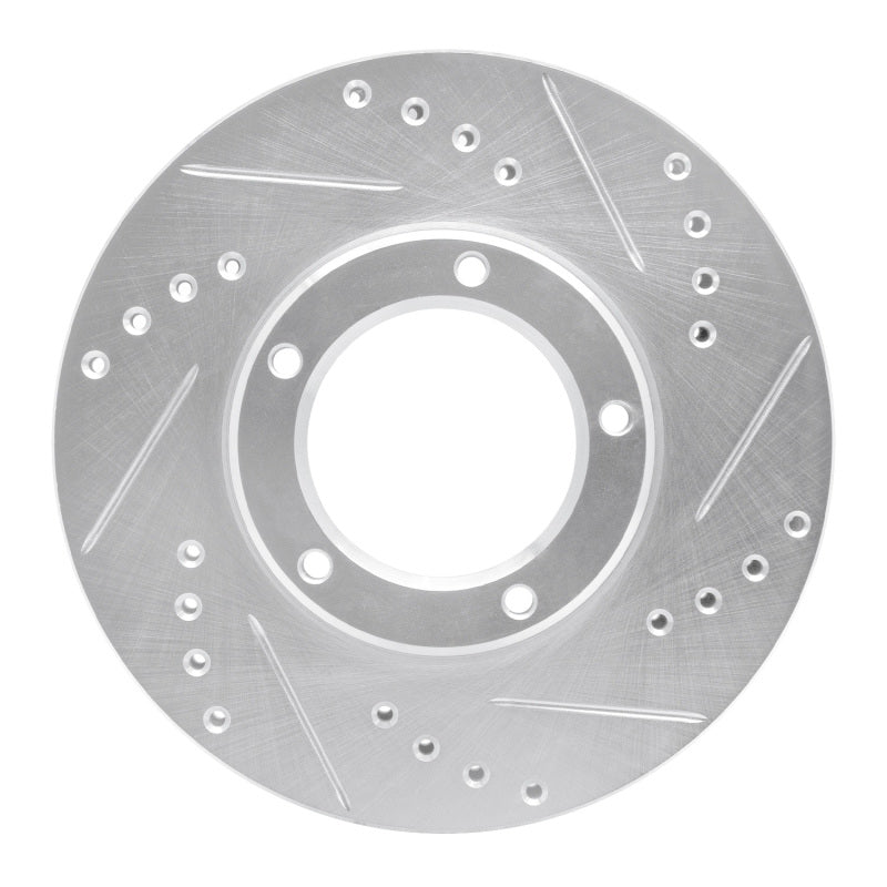 R1 89-08 Toyota Hilux (Mexico) Front Right Drilled & Slotted Silver Brake Rotor-Brake Rotors - Slot & Drilled-Grocery Getter Performance