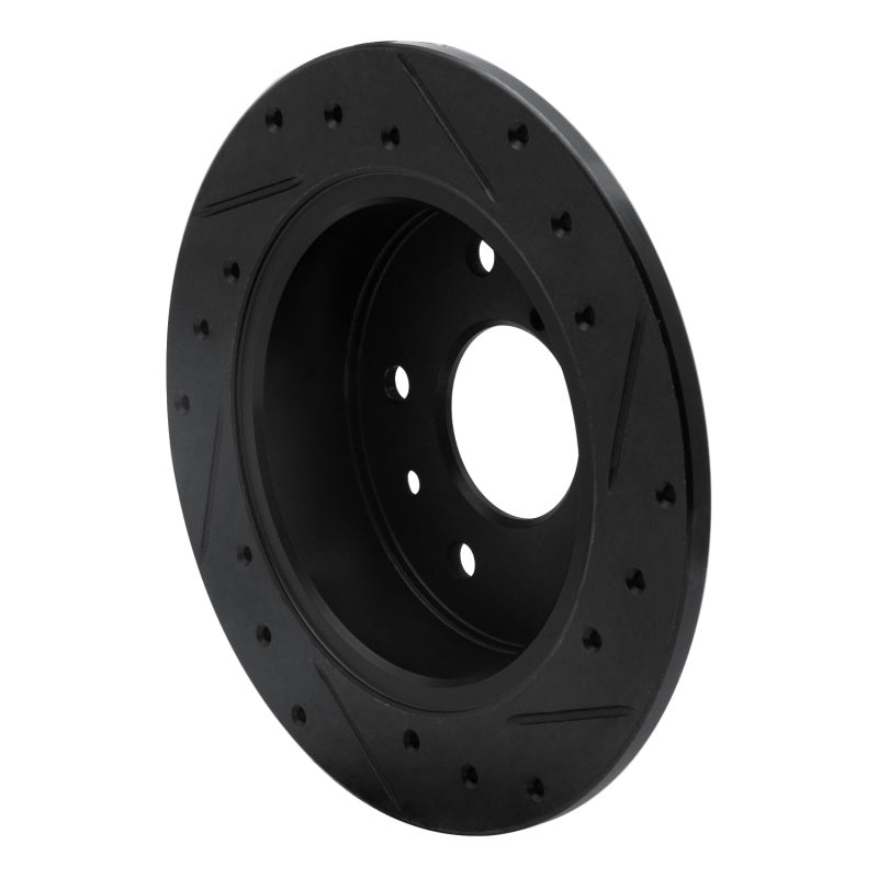 R1 89-91 Mazda RX-7 Rear Left Drilled & Slotted Black Brake Rotor-Brake Rotors - Slot & Drilled-Grocery Getter Performance