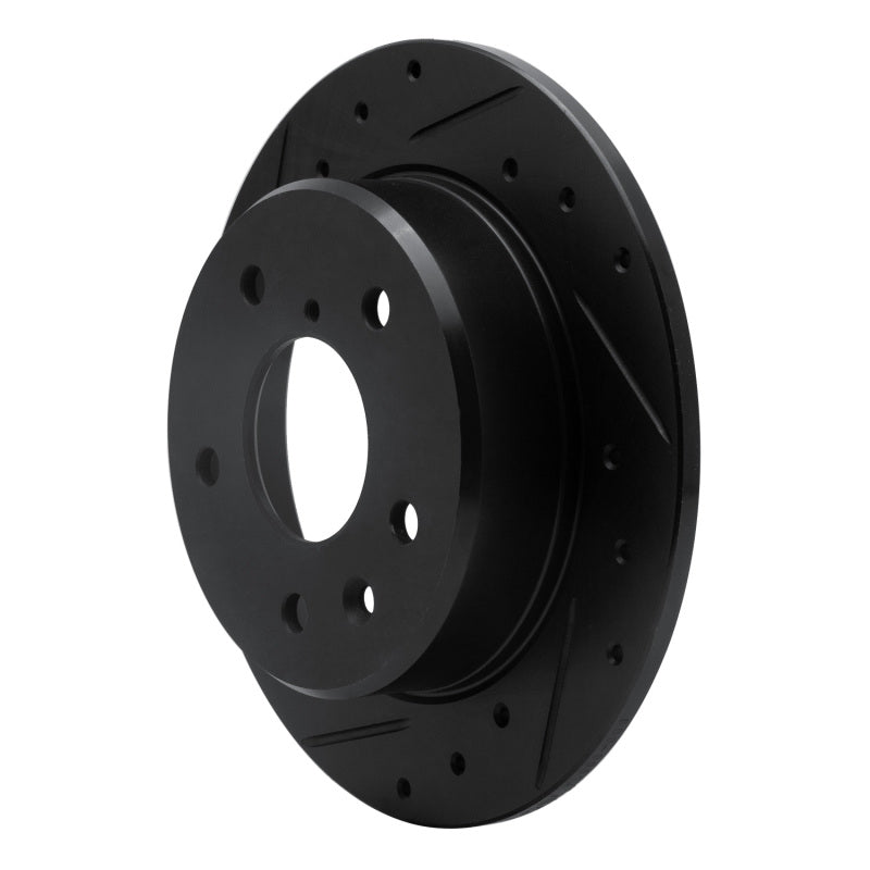 R1 89-91 Mazda RX-7 Rear Left Drilled & Slotted Black Brake Rotor-Brake Rotors - Slot & Drilled-Grocery Getter Performance