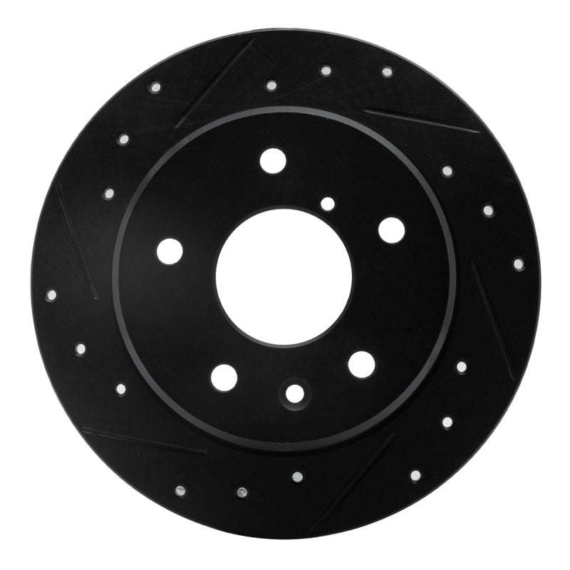 R1 89-91 Mazda RX-7 Rear Left Drilled & Slotted Black Brake Rotor-Brake Rotors - Slot & Drilled-Grocery Getter Performance