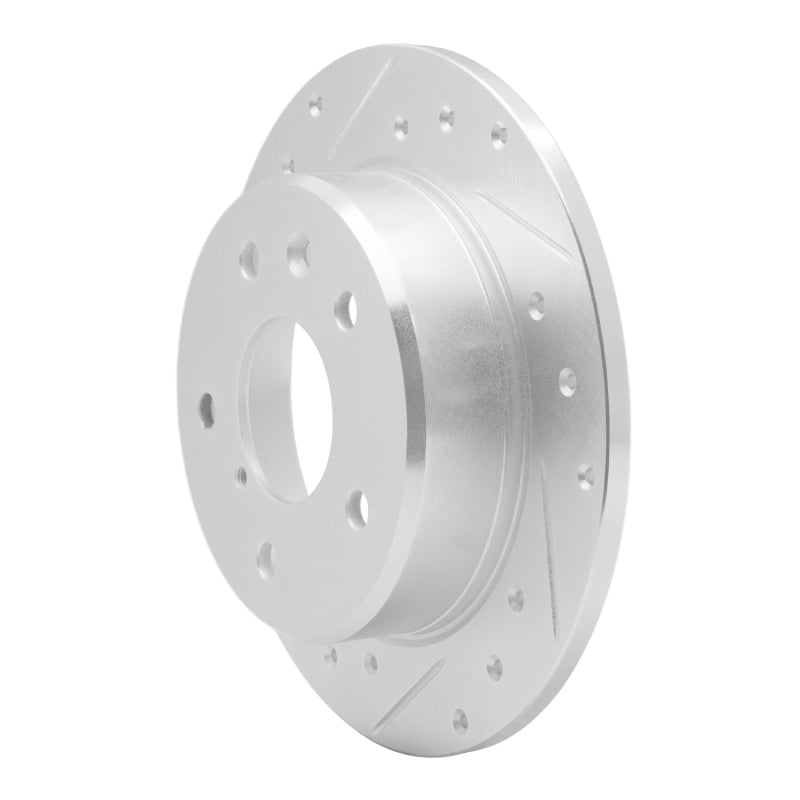 R1 89-91 Mazda RX-7 Rear Left Drilled & Slotted Silver Brake Rotor-Brake Rotors - Slot & Drilled-Grocery Getter Performance