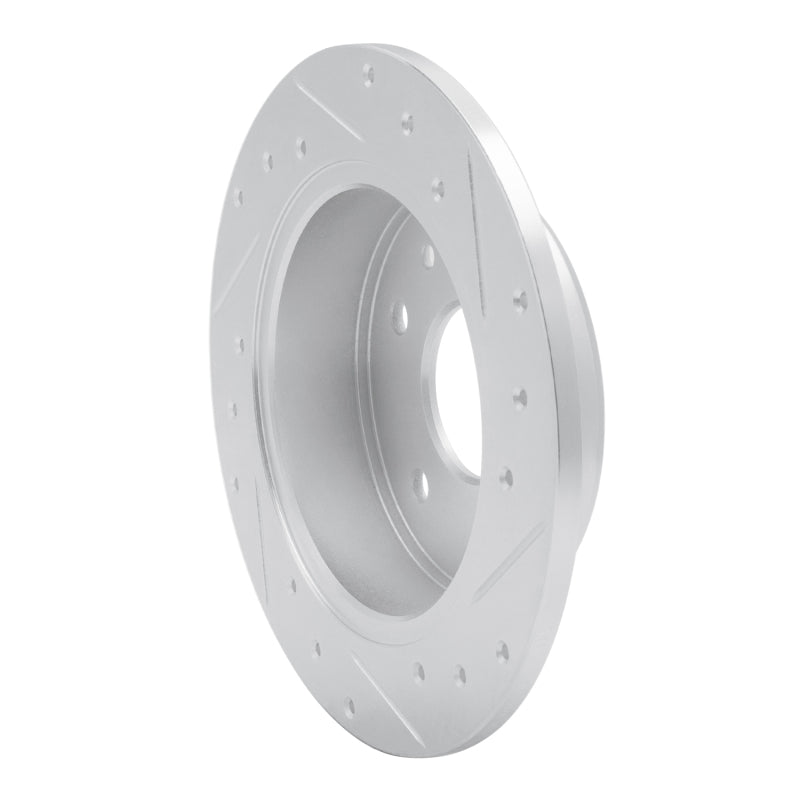R1 89-91 Mazda RX-7 Rear Left Drilled & Slotted Silver Brake Rotor-Brake Rotors - Slot & Drilled-Grocery Getter Performance