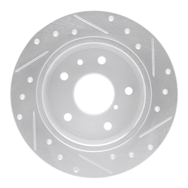 R1 89-91 Mazda RX-7 Rear Left Drilled & Slotted Silver Brake Rotor-Brake Rotors - Slot & Drilled-Grocery Getter Performance