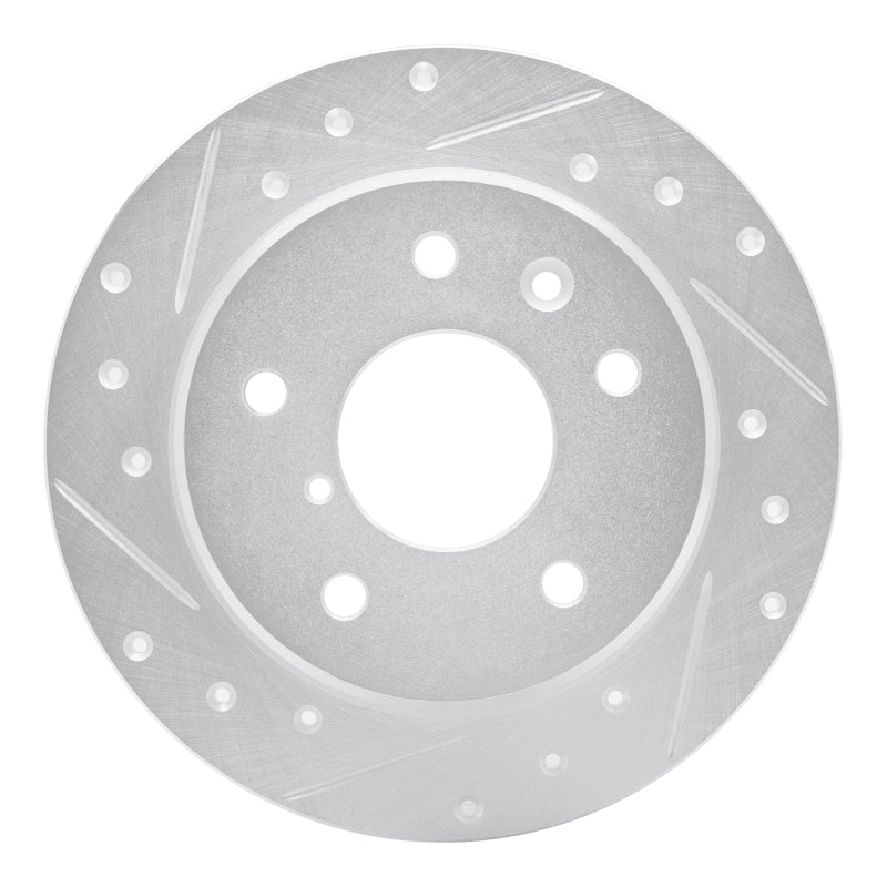 R1 89-91 Mazda RX-7 Rear Left Drilled & Slotted Silver Brake Rotor-Brake Rotors - Slot & Drilled-Grocery Getter Performance