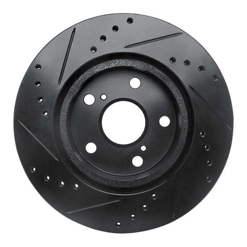 R1 89-92 Toyota Cressida Front Right Drilled & Slotted Black Brake Rotor-Brake Rotors - Slot & Drilled-Grocery Getter Performance