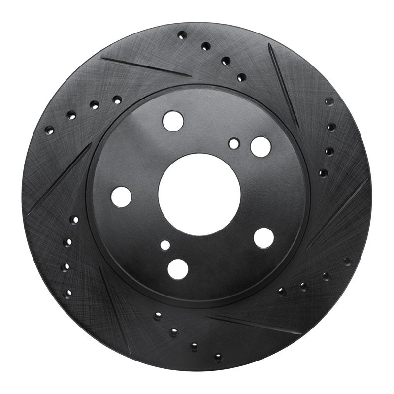 R1 89-92 Toyota Cressida Front Right Drilled & Slotted Black Brake Rotor-Brake Rotors - Slot & Drilled-Grocery Getter Performance