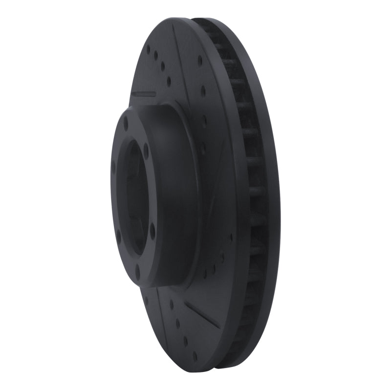 R1 89-93 Toyota Pickup Front Right Drilled & Slotted Black Brake Rotor-Brake Rotors - Slot & Drilled-Grocery Getter Performance