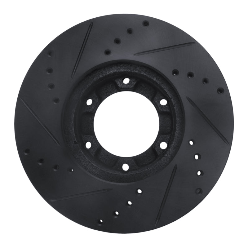R1 89-93 Toyota Pickup Front Right Drilled & Slotted Black Brake Rotor-Brake Rotors - Slot & Drilled-Grocery Getter Performance