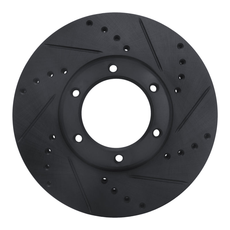 R1 89-93 Toyota Pickup Front Right Drilled & Slotted Black Brake Rotor-Brake Rotors - Slot & Drilled-Grocery Getter Performance