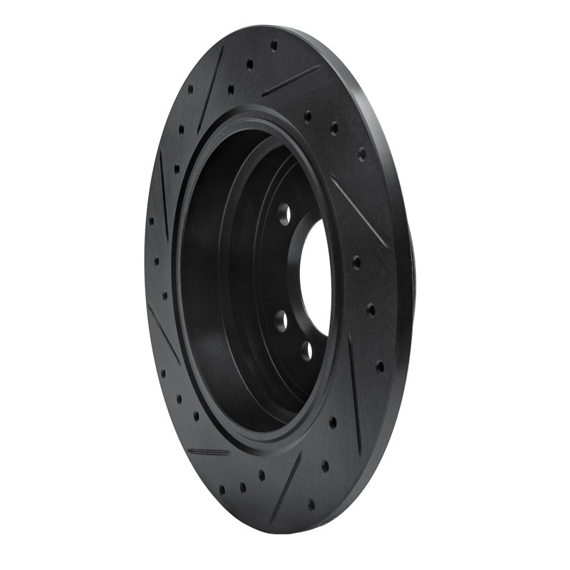 R1 89-95 BMW 525I (USA/Canada) Rear Right Drilled & Slotted Black Brake Rotor-Brake Rotors - Slot & Drilled-Grocery Getter Performance