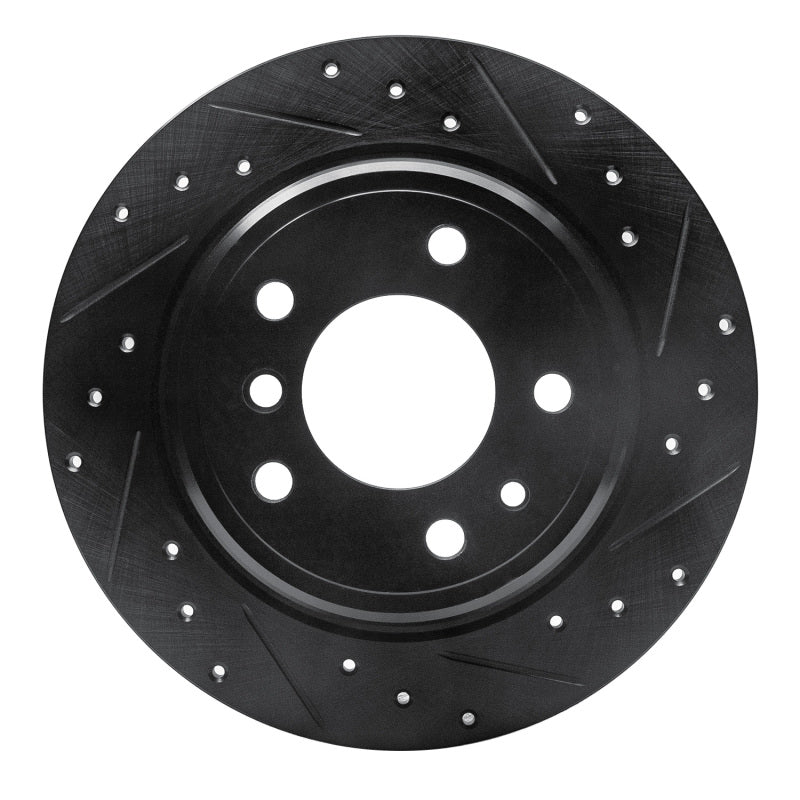 R1 89-95 BMW 525I (USA/Canada) Rear Right Drilled & Slotted Black Brake Rotor-Brake Rotors - Slot & Drilled-Grocery Getter Performance