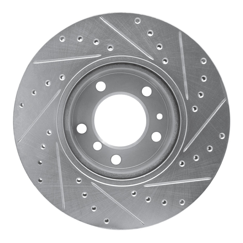 R1 89-95 BMW 525IT Front Left Drilled & Slotted Silver Brake Rotor-Brake Rotors - Slot & Drilled-Grocery Getter Performance