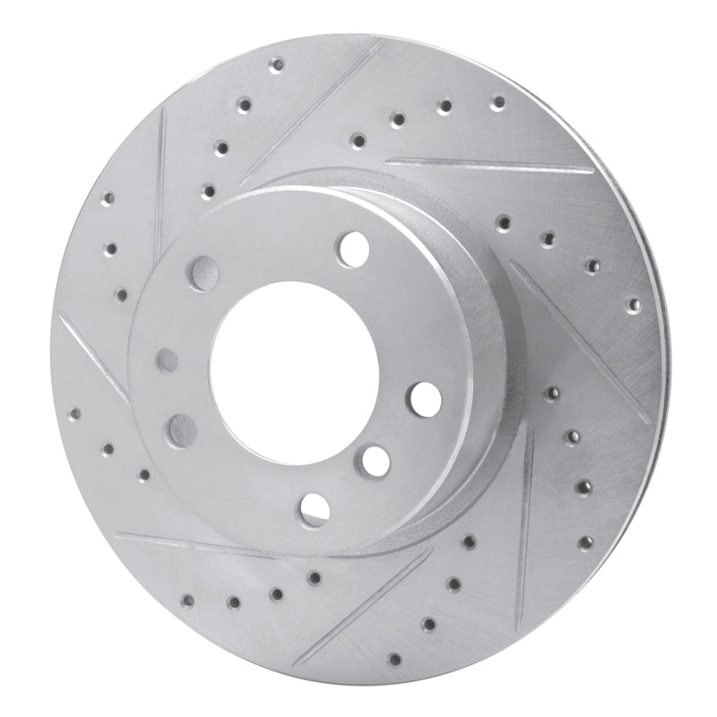 R1 89-95 BMW 525IT Front Left Drilled & Slotted Silver Brake Rotor-Brake Rotors - Slot & Drilled-Grocery Getter Performance