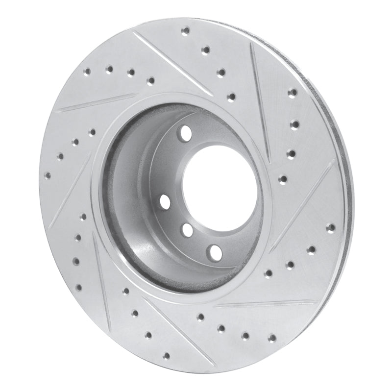 R1 89-95 BMW 525IT Front Left Drilled & Slotted Silver Brake Rotor-Brake Rotors - Slot & Drilled-Grocery Getter Performance
