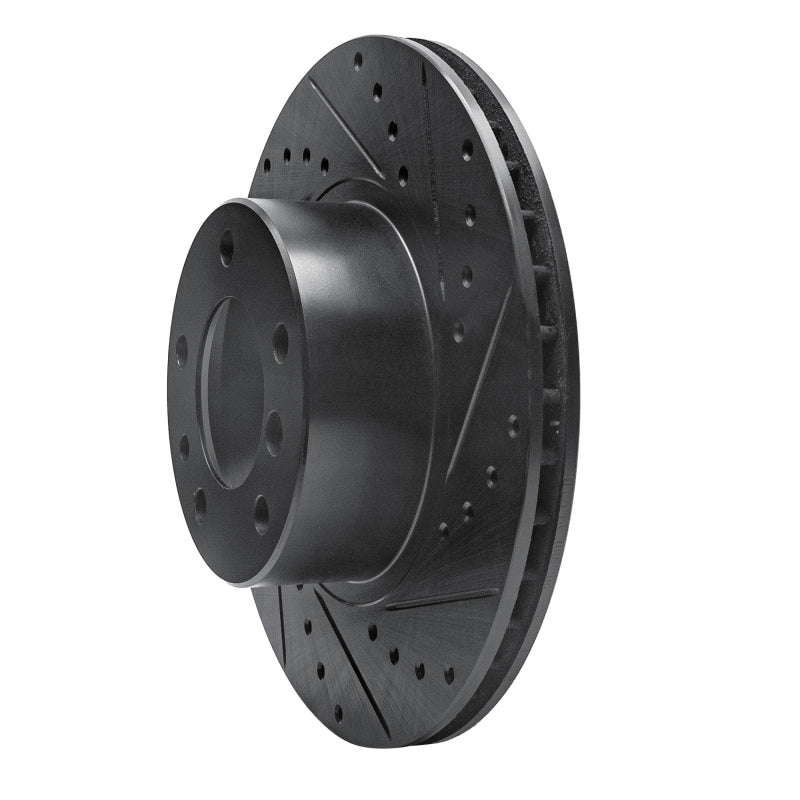 R1 89-95 BMW 525IT Front Right Drilled & Slotted Black Brake Rotor-Brake Rotors - Slot & Drilled-Grocery Getter Performance