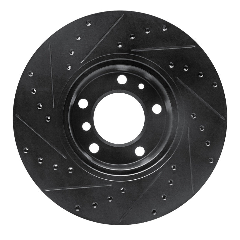 R1 89-95 BMW 525IT Front Right Drilled & Slotted Black Brake Rotor-Brake Rotors - Slot & Drilled-Grocery Getter Performance
