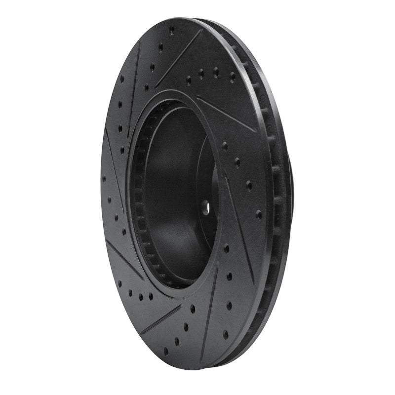 R1 89-95 BMW 525IT Front Right Drilled & Slotted Black Brake Rotor-Brake Rotors - Slot & Drilled-Grocery Getter Performance