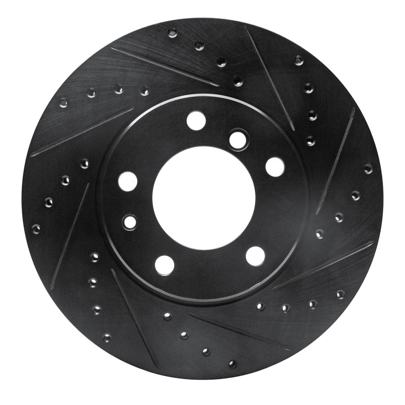 R1 89-95 BMW 525IT Front Right Drilled & Slotted Black Brake Rotor-Brake Rotors - Slot & Drilled-Grocery Getter Performance