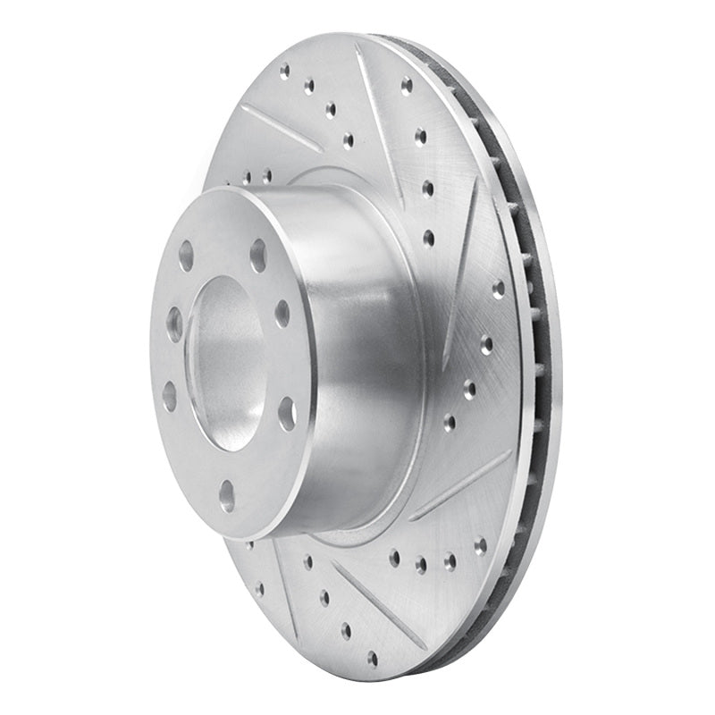 R1 89-95 BMW 530I Front Right Drilled & Slotted Silver Brake Rotor-Brake Rotors - Slot & Drilled-Grocery Getter Performance