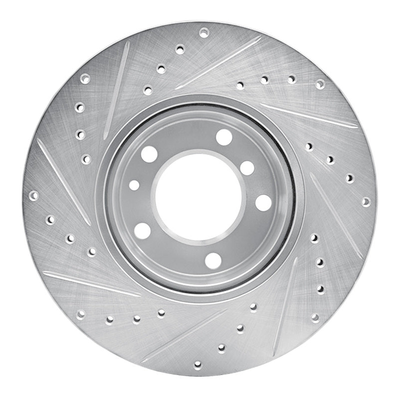 R1 89-95 BMW 530I Front Right Drilled & Slotted Silver Brake Rotor-Brake Rotors - Slot & Drilled-Grocery Getter Performance
