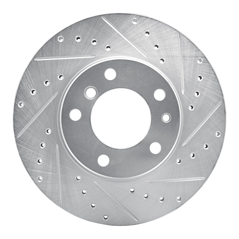 R1 89-95 BMW 530I Front Right Drilled & Slotted Silver Brake Rotor-Brake Rotors - Slot & Drilled-Grocery Getter Performance