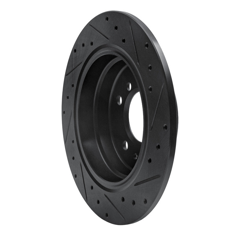 R1 89-95 BMW 530I Rear Left Drilled & Slotted Black Brake Rotor-Brake Rotors - Slot & Drilled-Grocery Getter Performance