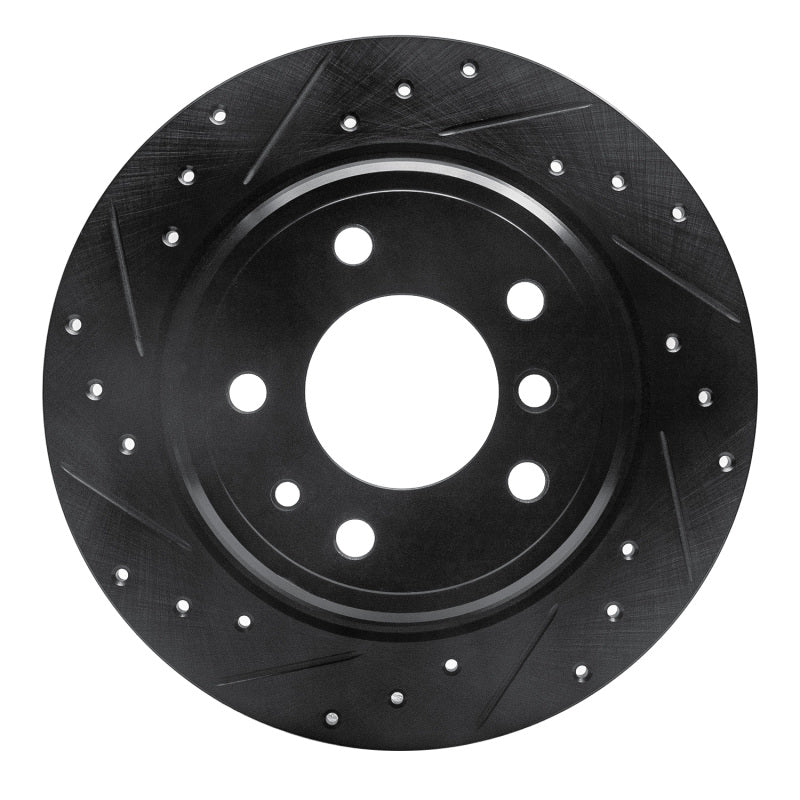 R1 89-95 BMW 530I Rear Left Drilled & Slotted Black Brake Rotor-Brake Rotors - Slot & Drilled-Grocery Getter Performance
