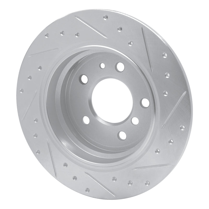 R1 89-95 BMW 535I Rear Left Drilled & Slotted Silver Brake Rotor-Brake Rotors - Slot & Drilled-Grocery Getter Performance