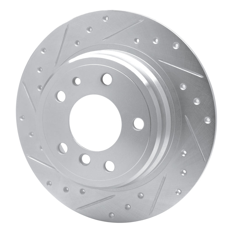 R1 89-95 BMW 535I Rear Left Drilled & Slotted Silver Brake Rotor-Brake Rotors - Slot & Drilled-Grocery Getter Performance