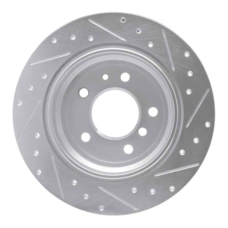 R1 89-95 BMW 535I Rear Left Drilled & Slotted Silver Brake Rotor-Brake Rotors - Slot & Drilled-Grocery Getter Performance