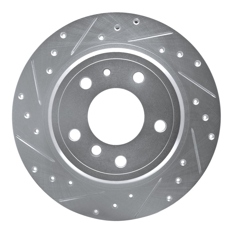 R1 89-95 BMW 535I Rear Left Drilled & Slotted Silver Brake Rotor-Brake Rotors - Slot & Drilled-Grocery Getter Performance