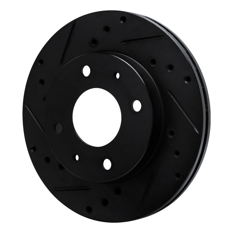 R1 89-98 Hyundai Sonata Front Left Drilled & Slotted Black Brake Rotor-Brake Rotors - Slot & Drilled-Grocery Getter Performance