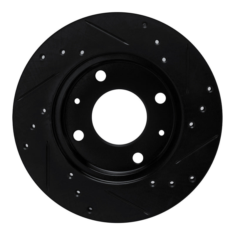 R1 89-98 Hyundai Sonata Front Left Drilled & Slotted Black Brake Rotor-Brake Rotors - Slot & Drilled-Grocery Getter Performance