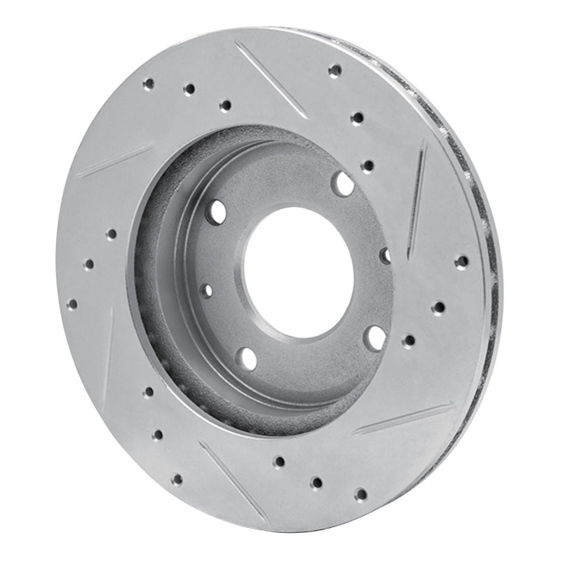 R1 89-98 Hyundai SONATA Front Left Drilled & Slotted Silver Brake Rotor-Brake Rotors - Slot & Drilled-Grocery Getter Performance