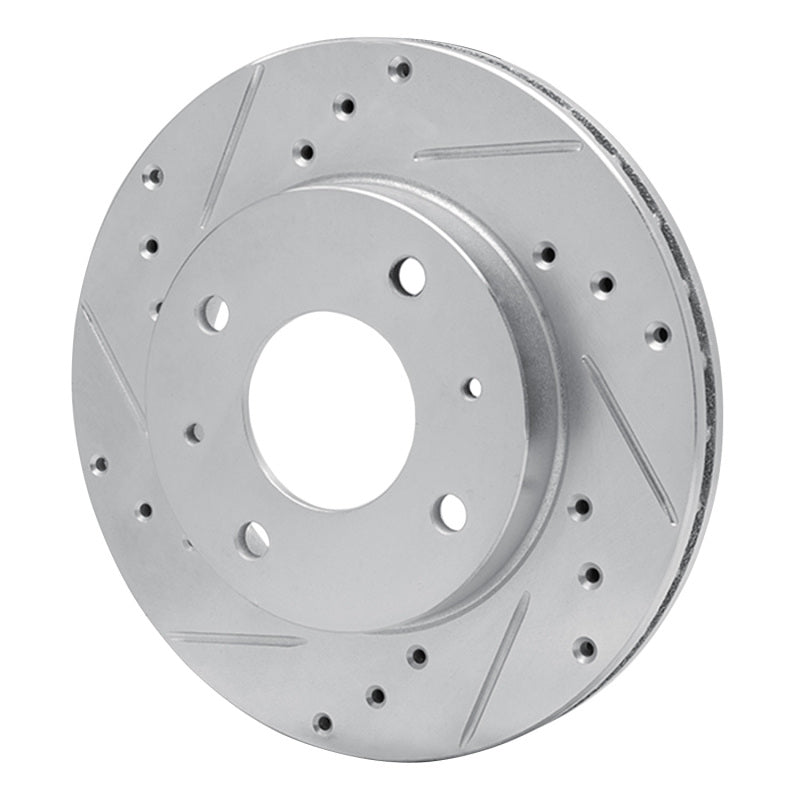 R1 89-98 Hyundai SONATA Front Left Drilled & Slotted Silver Brake Rotor-Brake Rotors - Slot & Drilled-Grocery Getter Performance