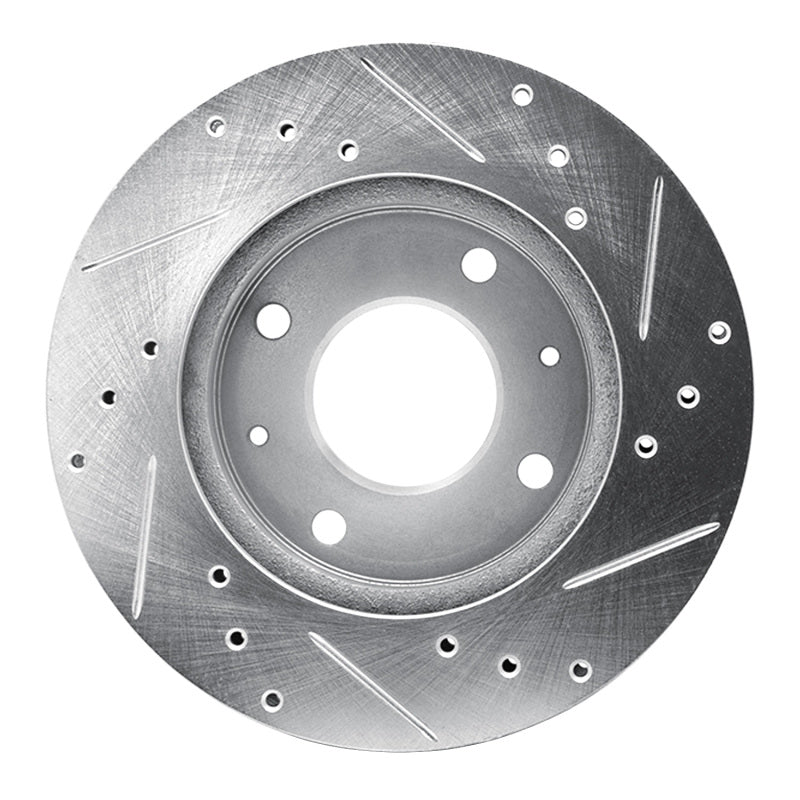 R1 89-98 Hyundai SONATA Front Left Drilled & Slotted Silver Brake Rotor-Brake Rotors - Slot & Drilled-Grocery Getter Performance